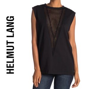 NWT Black Pointelle Panel Top